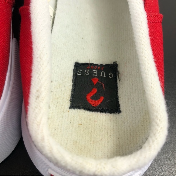 Vintage Guess Sport Red Canvas Slip On Shoes Sz 8.5 - Picture 7 of 11